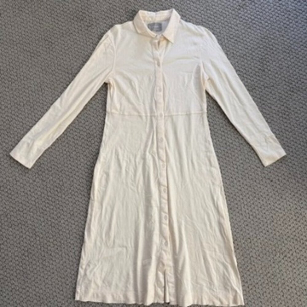 Everlane Womens Size S Cream Button Up Shirt Dress Like New